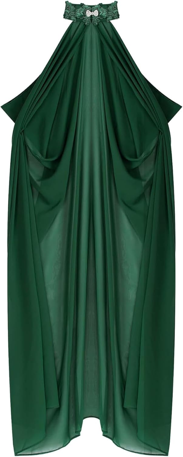 Women Solid Wedding Chiffon Cape Bridal Veil Cloak Halter Long Cape Party Costume