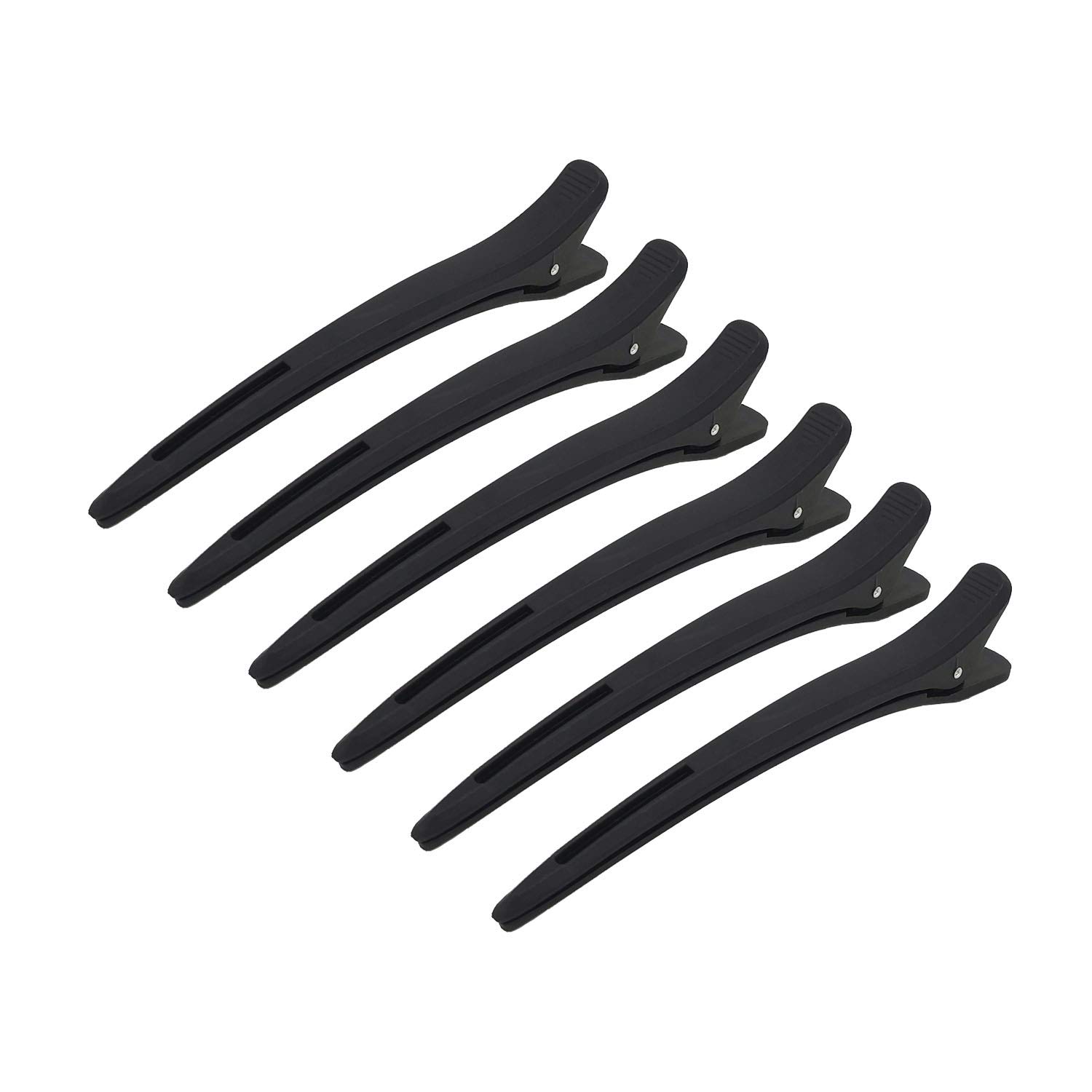 Ilvisest Hair Clips for Styling Sectioning 6 Pack,Non Slip Hair Clips with Silicone Band,Duckbill Hair Clips,No-Trace Hair Clips for Thick and Thin Hair - Professional Salon Hair Clips(Black)