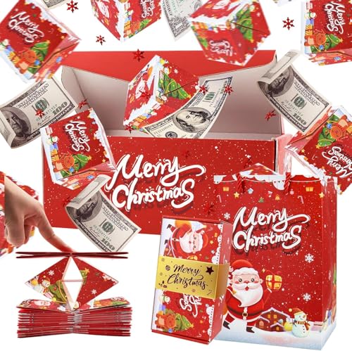 LATERN Caja de Regalo Sorpresa Navideña Explosión para Dinero, 15 Piezas Caja de Regalo Plegable Sobre Rebote Caja de Lujo de Efectivo Pop-Up con Confeti para Navidad Cumpleaños San Valentín (Rojo) LATERN Caja de Regalo Sorpresa Navideña Explosión para Dinero, 15 Piezas Caja de Regalo Plegable Sobre Rebote Caja de Lujo de Efectivo Pop-Up con Confeti para Navidad Cumpleaños San Valentín (Rojo)