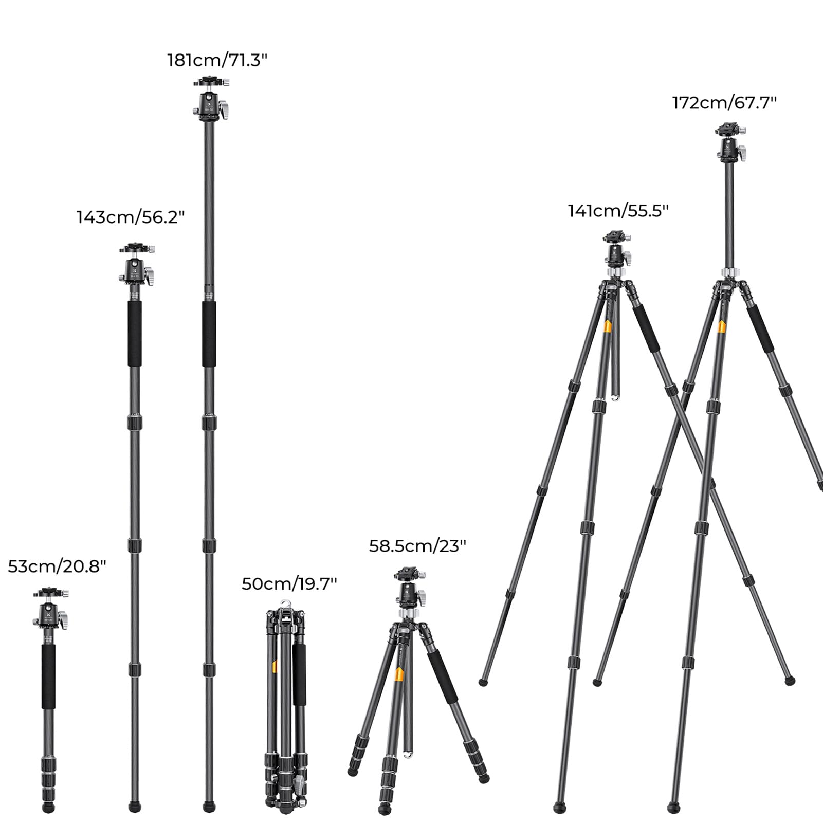 Statyw do Aparatu z Włókna Węglowego z obrotową głowicą kulową 360° do Fotografii Podróżniczej za pomocą Lustrzanki Cyfrowej