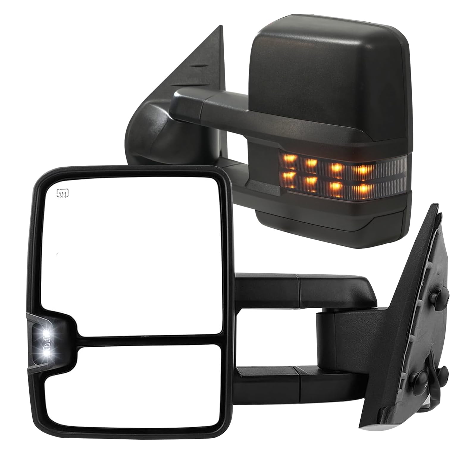 Towing Mirrors for 2007-2014 Chevy Silverado/GMC Sierra 1500 2500 3500 HD a Pair, Smoke Signal Light, Clearance Lamp, Electric Adjustable Glass, Power