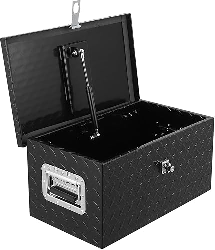 Miniatura 8 de Garvee Caja de herramientas de aluminio con placa de diamante de 20 pulgadas con cerradura y llaves, organizador de almacenamiento de camiones
