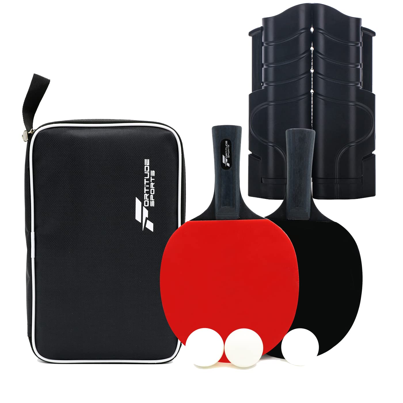 Tischtennis-Set mit Netz | Ping Pong Set mit 2 Schlägern, 3 Bällen und tragbarem Tischtennisnetz | Tischtennisschläger und Bälle mit einziehbarem Netz für Esstisch