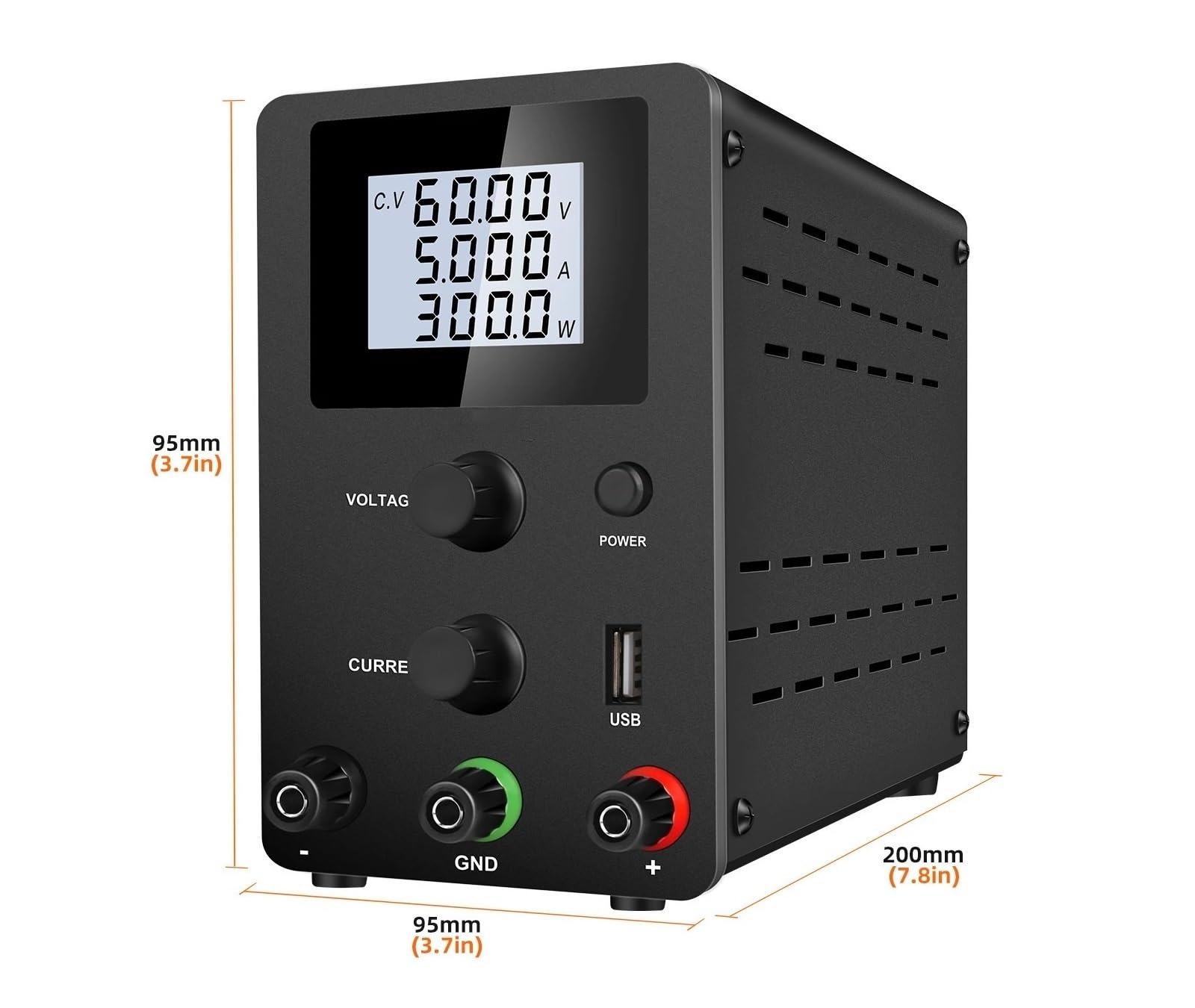 Fuente de alimentación Ajustable de CC 60V 5A Fuente de alimentación Ajustable de CC conmutada 4 Fuente de Banco regulada Digital(R-SPS605D Black,220V)