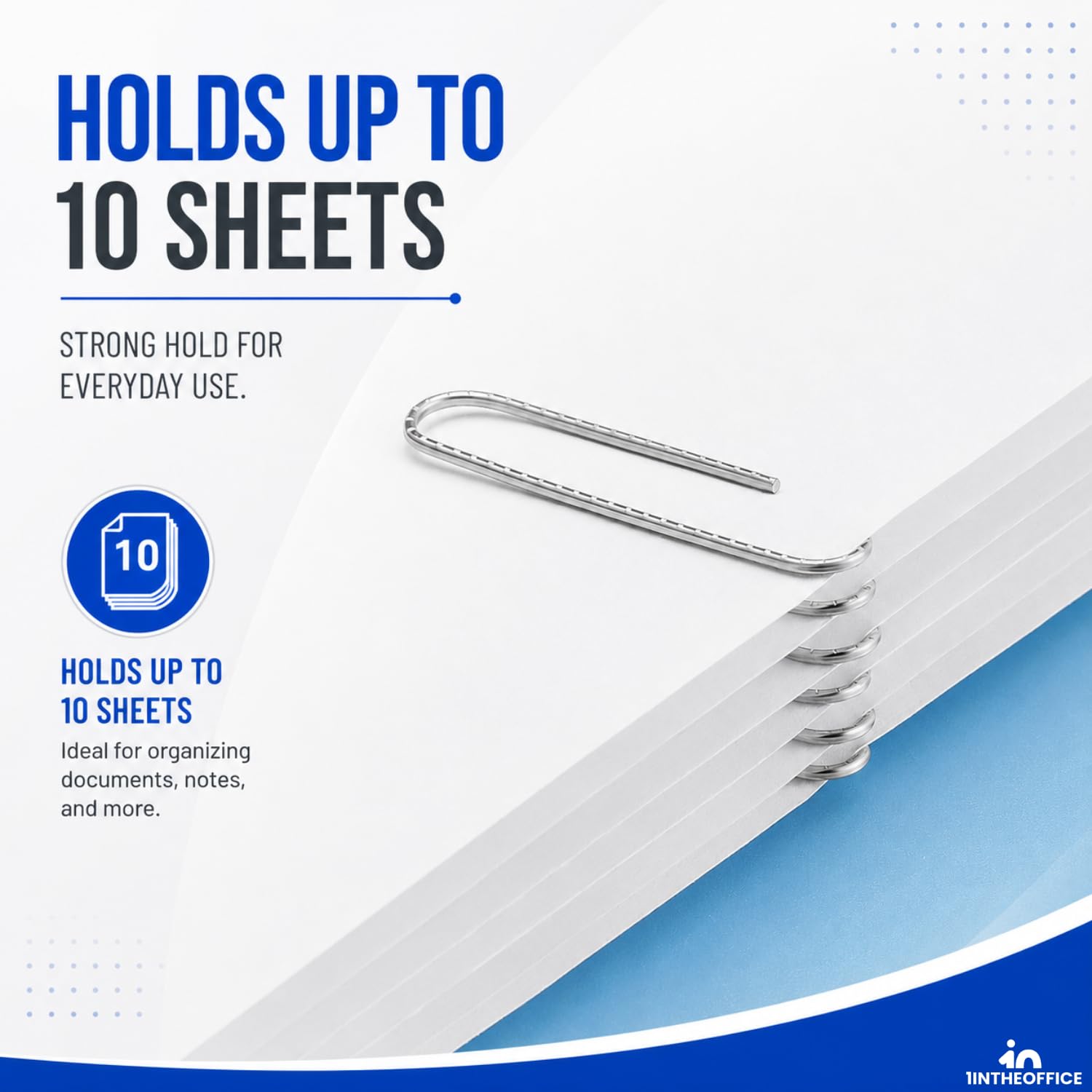 1InTheOffice Clips de papel jumbo, plateados, antideslizantes, 1 3/4,1000/paquete