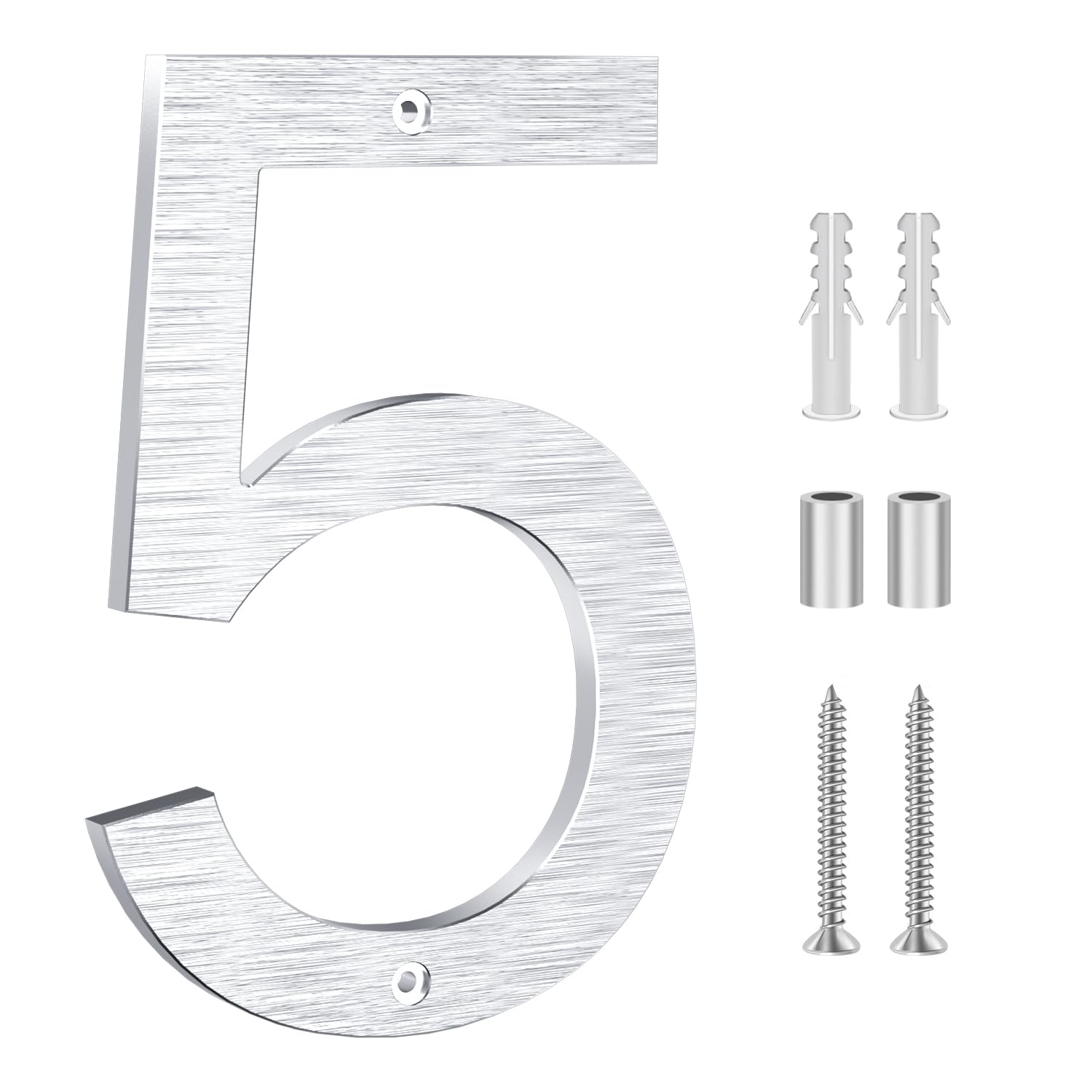 8 Inch Large Metal House Number for Outside, Modern Floating Home Address Numbers, Aluminum Silver Anti-Rust numbers for house for Garden Front Door