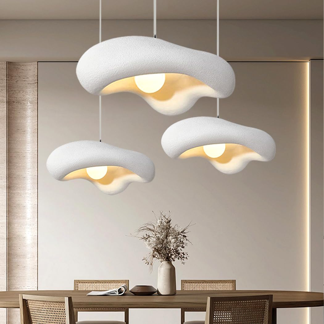 Lampada A Sospensione Wabi-Sabi Moderna Lampadario Floreale Creativa Lampada Da Tavolo Da Pranzo Stile Nordico Camera Da Letto Sala Da Pranzo Cucina Cameretta Dei Bambini Art Déco Bianco,40cm