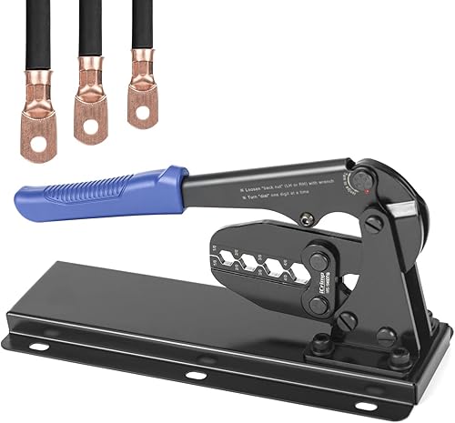 iCrimp - Engarzadora de cable tipo montaje en banco para terminales de cable de batería y terminal de cable de cobre AWG 1/0, 2/0, 3/0, 4/0