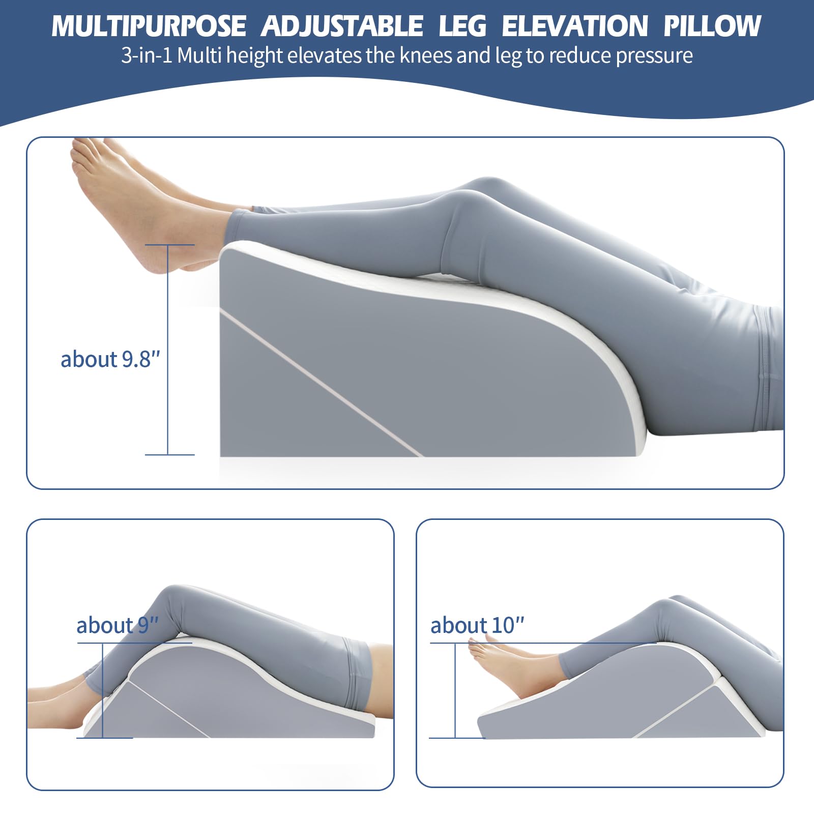 Simpledad Almohadas de cuña de elevación de piernas 2PCS para Dormir, Almohada de cuña de Pierna después del reemplazo de Rodilla después de la cirugía, cuñas de Pierna para elevación para hinchazón.
