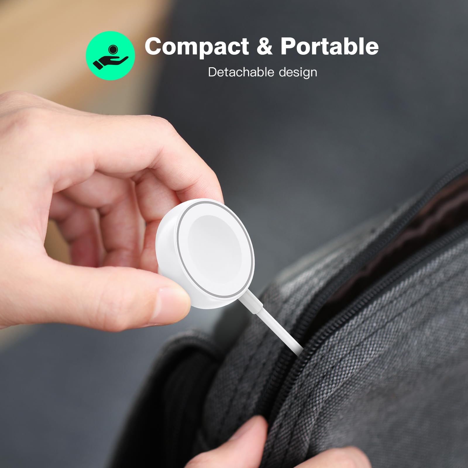 Chargeur Magnétique pour Apple Watch Series 11/10/9/8/7/6/5/4/3/SE/Ultra, Station de Chargement Rapide, Interface USB, Câble de Charge Magnétique sans Fil de 1m- Blanc