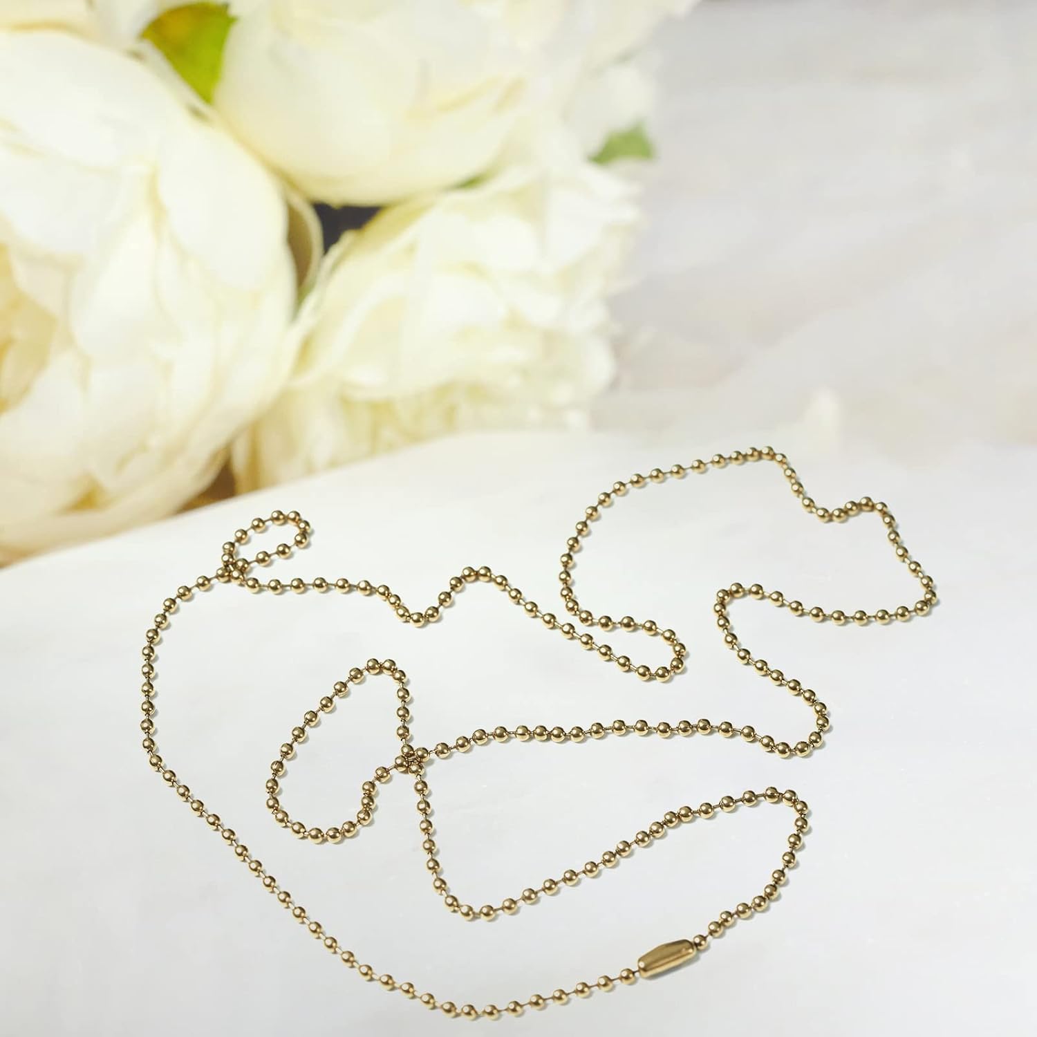 Pure Titanium Material Chain Silver Ball Necklaces for Women Rustproof Adjustable Decorative with Beautiful Packaging (4.0mm-Gold, 24inch) - Image 4