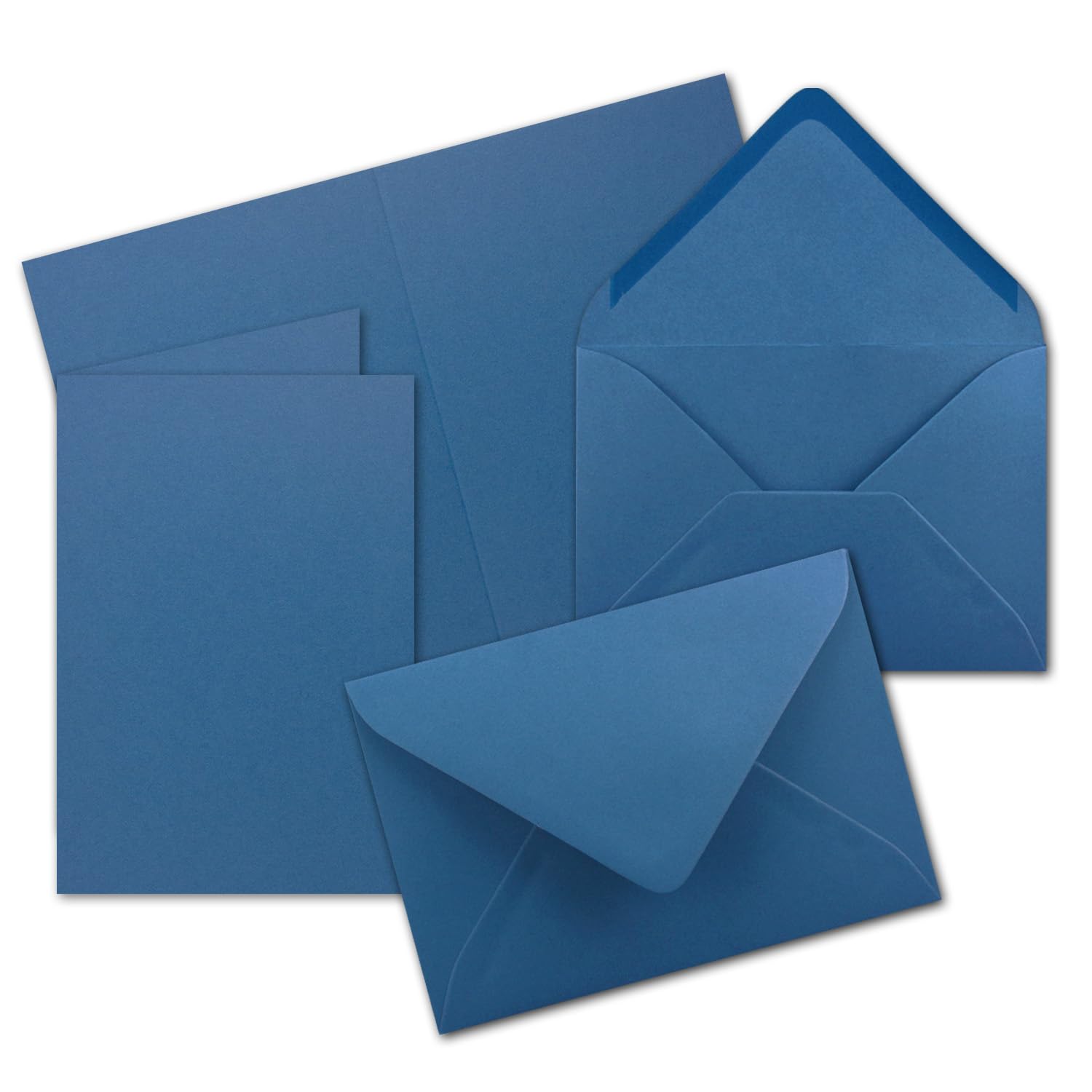 Składane kartki z kopertami w formacie DIN B6 115 x 170 mm, zaproszenia na ślub, chrzest, komunię, bierzmowanie, nie odkształcają się, pasują do drukarek 200 zestawów 18-Royalblau