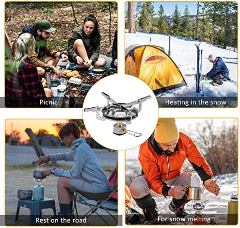 Camping Gas Stove Portable Single Burner 2800W Mini Pocket One-Piece Gas Burner Backpacking Cooking Folding Stove Camping Cookware for Picnic Camping Trekking Fishing Outdoor Activities
