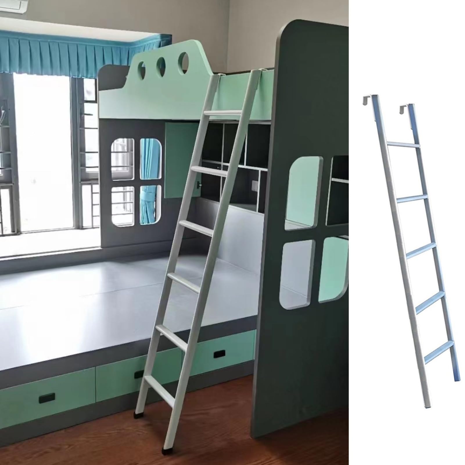 Drabina do łóżka piętrowego Uniwersalna drabinka do wspinania się, stojąca na podłodze, wewnętrzna drabina z pedałem 34 cm, aluminiowa drabina do łóżka piętrowego do użytku domowego, kemping