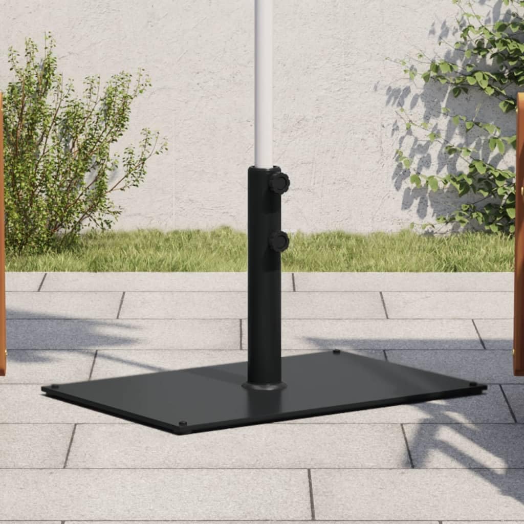 Stojak na parasol przeciwsłoneczny z 3 adapterami do masztu o średnicy 32, 38, 48 mm, waga 15 kg, stabilna stalowa podstawa, prostokątny, nadaje się na balkon, taras, do ogrodu, na plażę