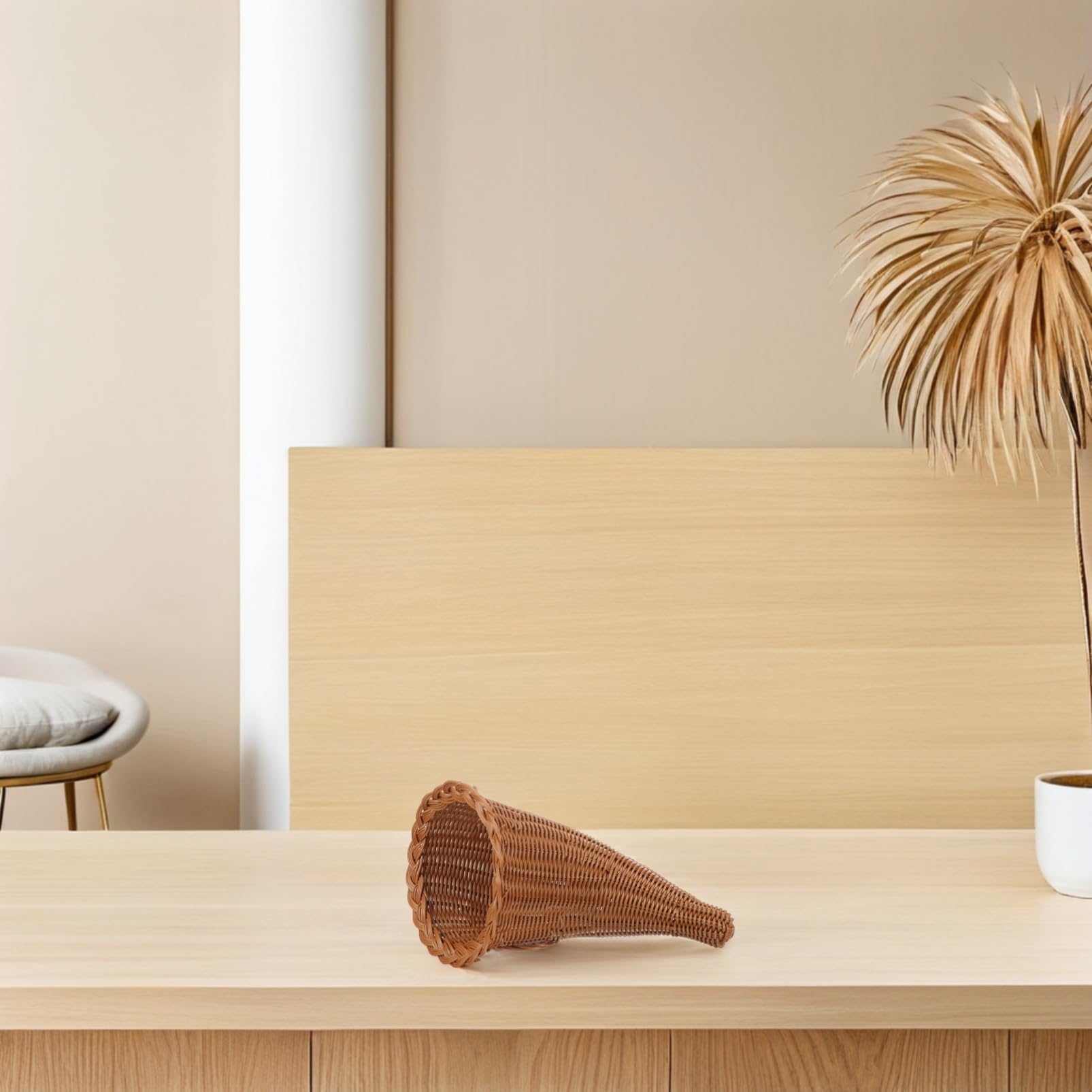 Cesta de Almacenamiento Tejida Forma de Cesta Multifuncional para Pan y Postres Decoración Natural y Rústica