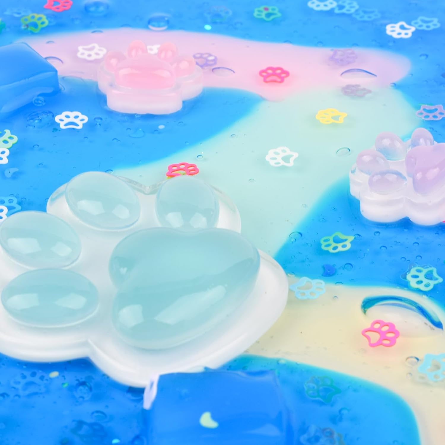 Blue Crunchy Cat's Paw Slime,Super Soft and Non-Sticky, Great for Birthday Gifts for Girl and Boys,Party Favors,Christmas Stocking Stuffers（300ml）