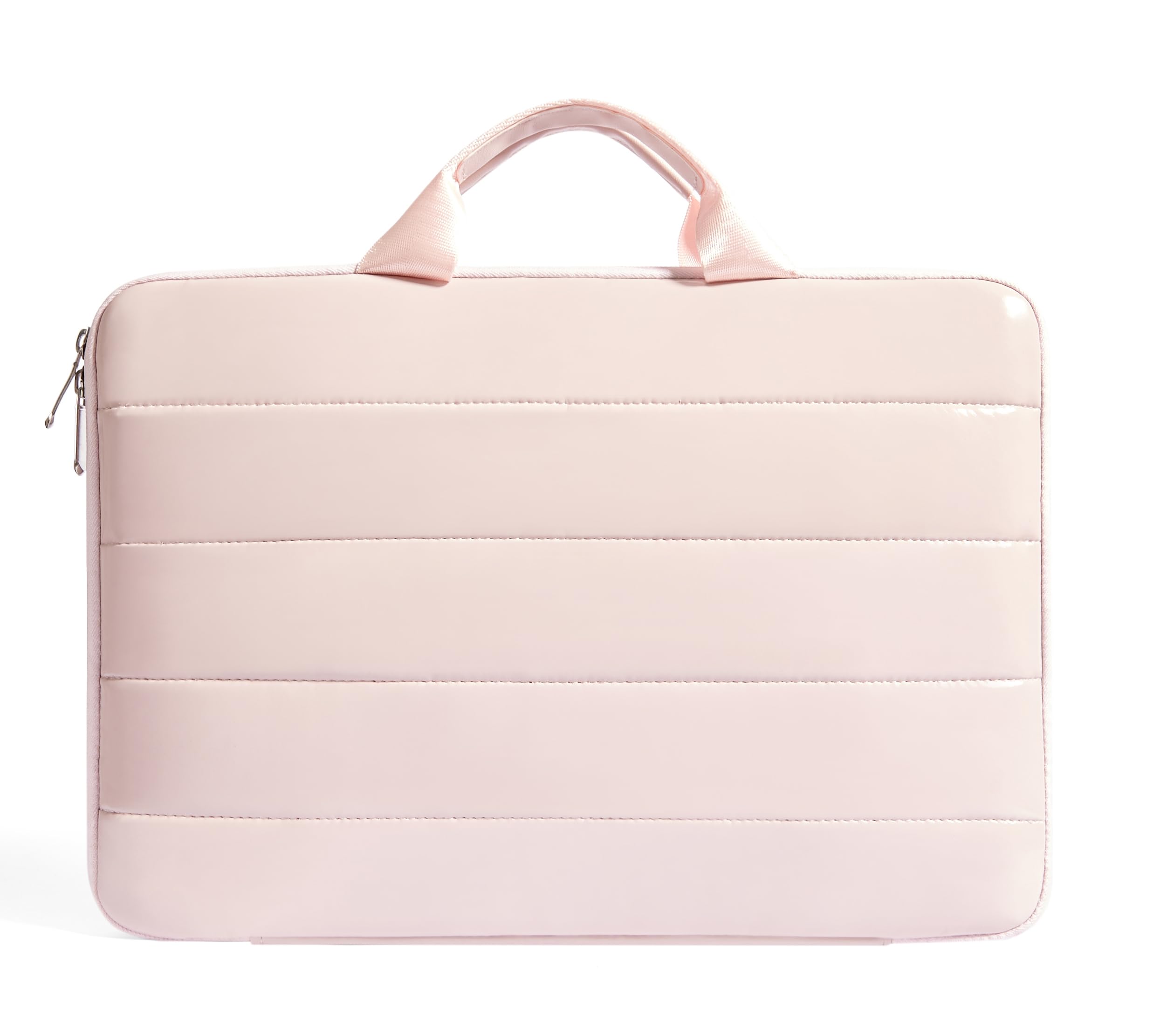 YXLILI Laptop Case 13-14 Inch with Handle, Pink Puffy Laptop Case for Women, PU Outer Laptop Sleeve Compatible with 13-14 Inch MacBook Pro, MacBook Air, iPad Pro, HP and Chromebook