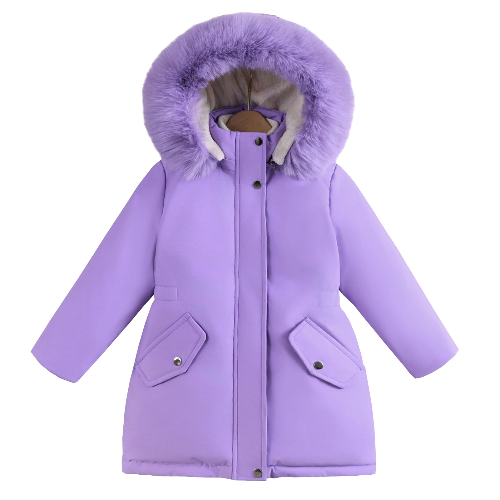 Bambina Cappotti Invernale con Cappuccio Giubbotto in Cotone Caldo Parka Giacca Ragazza