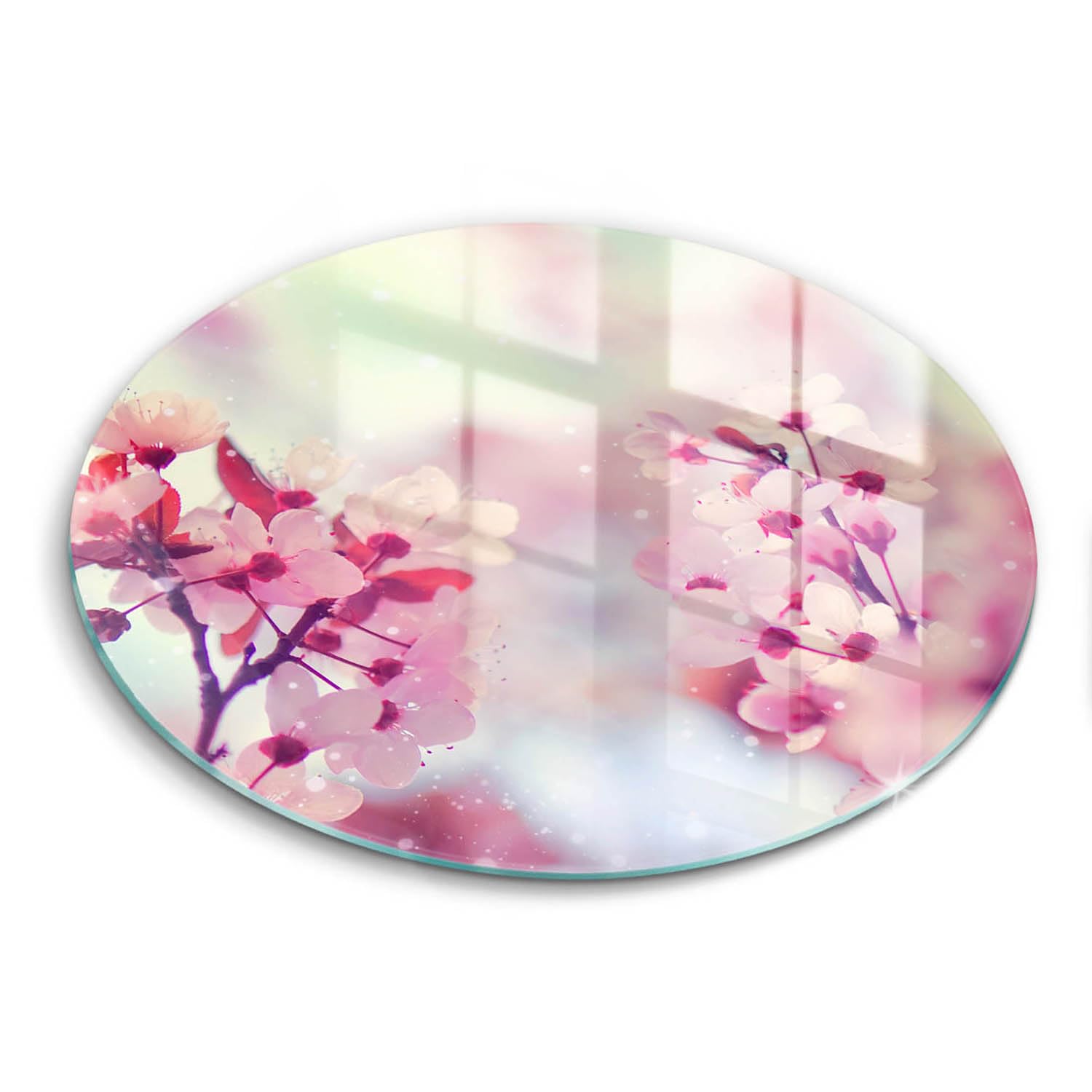 Plaque de protection induction 40cm Wallfluent motif fleurs roses