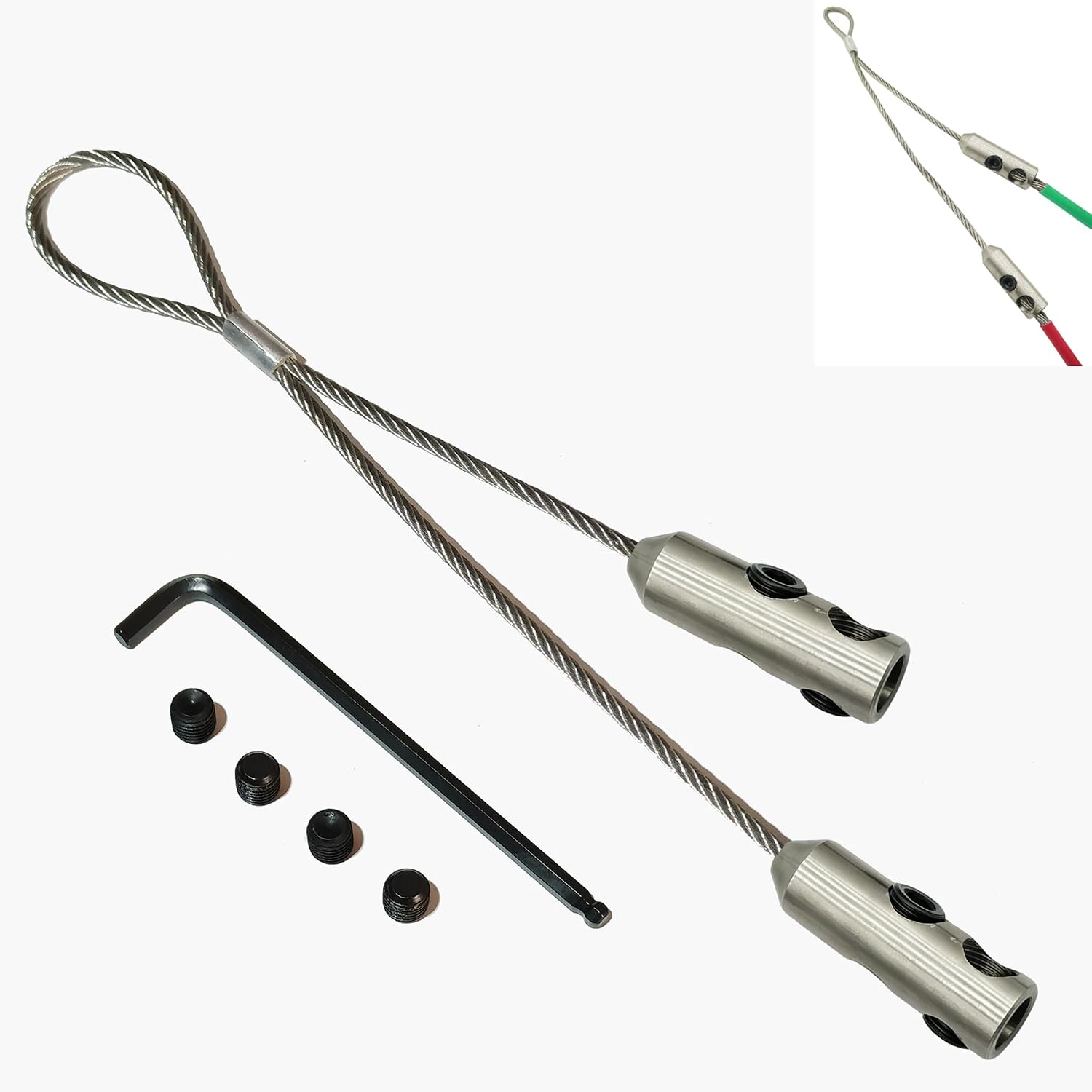 Stainless Steel Wire Grip,Electrical Cable Pulling Tool,Wire Pulling Grip,Penguin Puller,Wire Pulling Head for Electricians,T-Type Slack Pulling Grip,wire tugger (Wire-Grip-Pair)