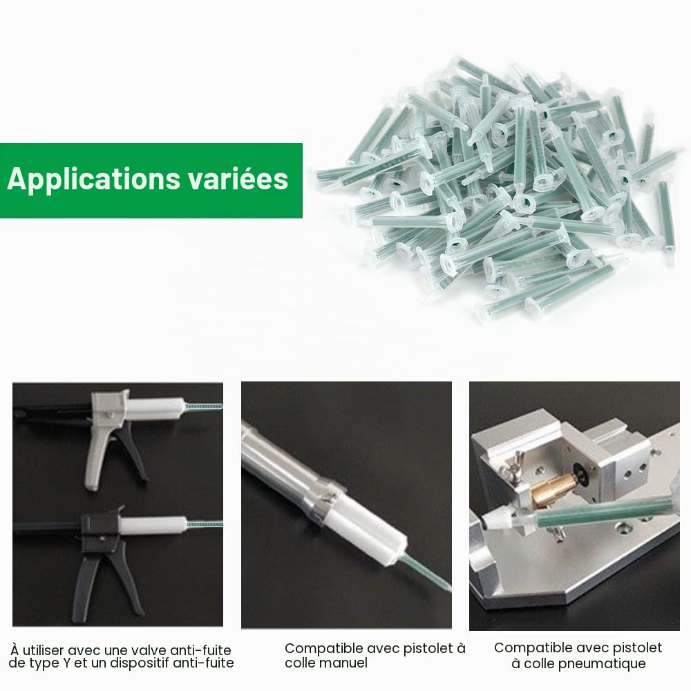100PCS Buses de Mélange Carrées de Pistolet à Colle AB 1:1/2:1 Tubes Mélangeurs Statiques F6-16 Tube de Mélange AB Buses Mélangeuses pour Cartouche de Colle AB de 50 ml Pistolet Adhésif AB