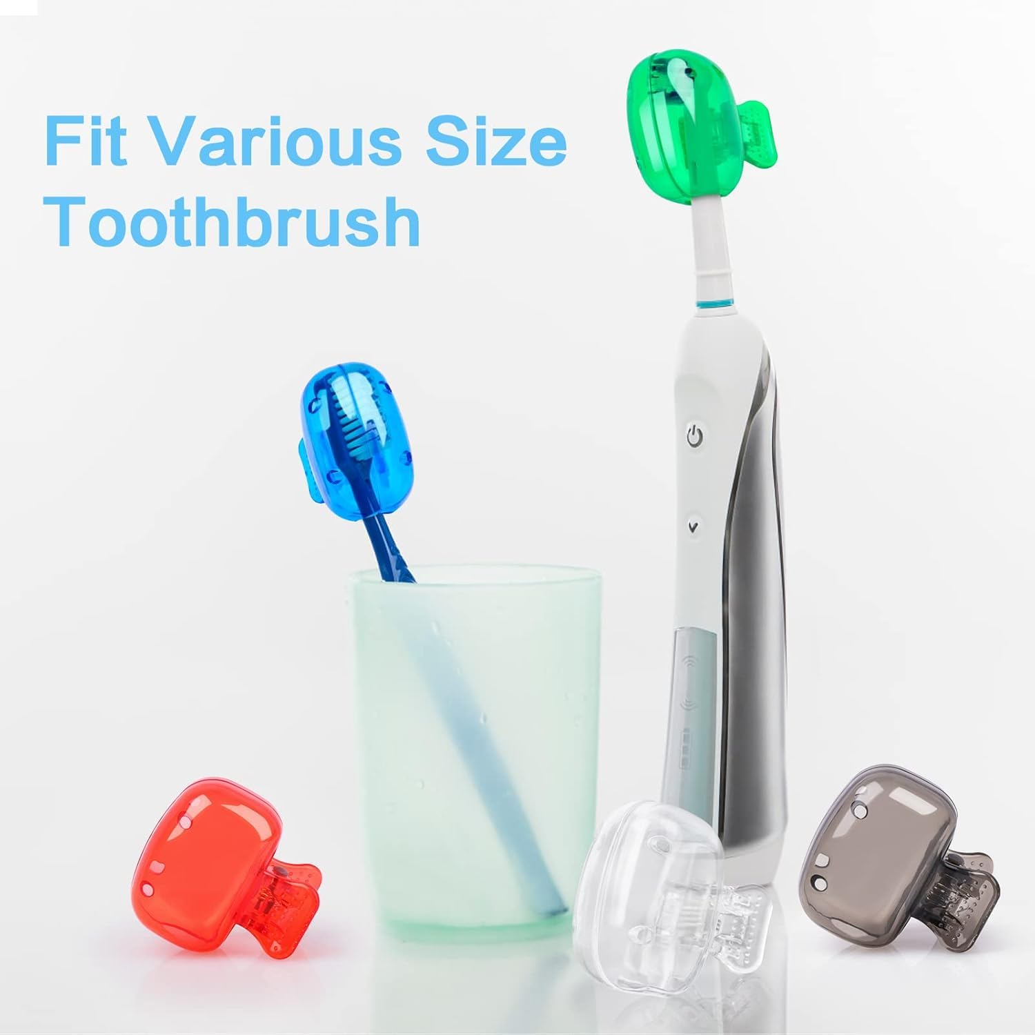 PREZONE 4 Pack Travel Toothbrush Head Covers Toothbrush Protector Cap Brush Pod Case Protective Portable Plastic Clip for Household Travel, Business, School, Bathroom, Camping 3