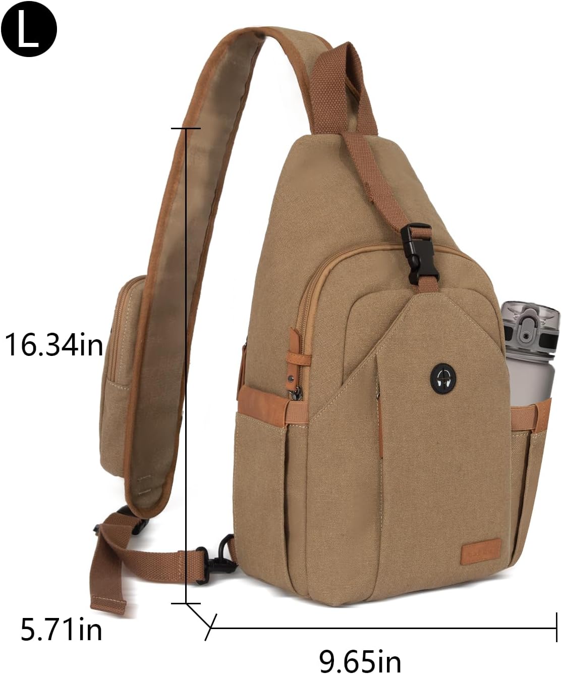 OSOCE Sling Bag for Men, Anti Theft Crossbody with Tunnel Lock, Waterproof Canvas Shoulder Backpack for Travel Hiking Daily