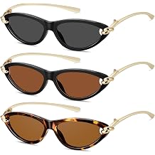 Retro Oval Cat Eye Sunglasses for Women Y2k Designer Trendy Narrow Shades Metal Temples UV protection Sun Glasses