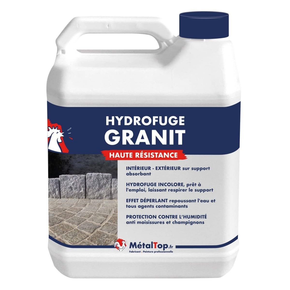 Métaltop - Hydrofuge Granit - 5 L - Protection invisible anti-tache pour pierre granitique poreuse.