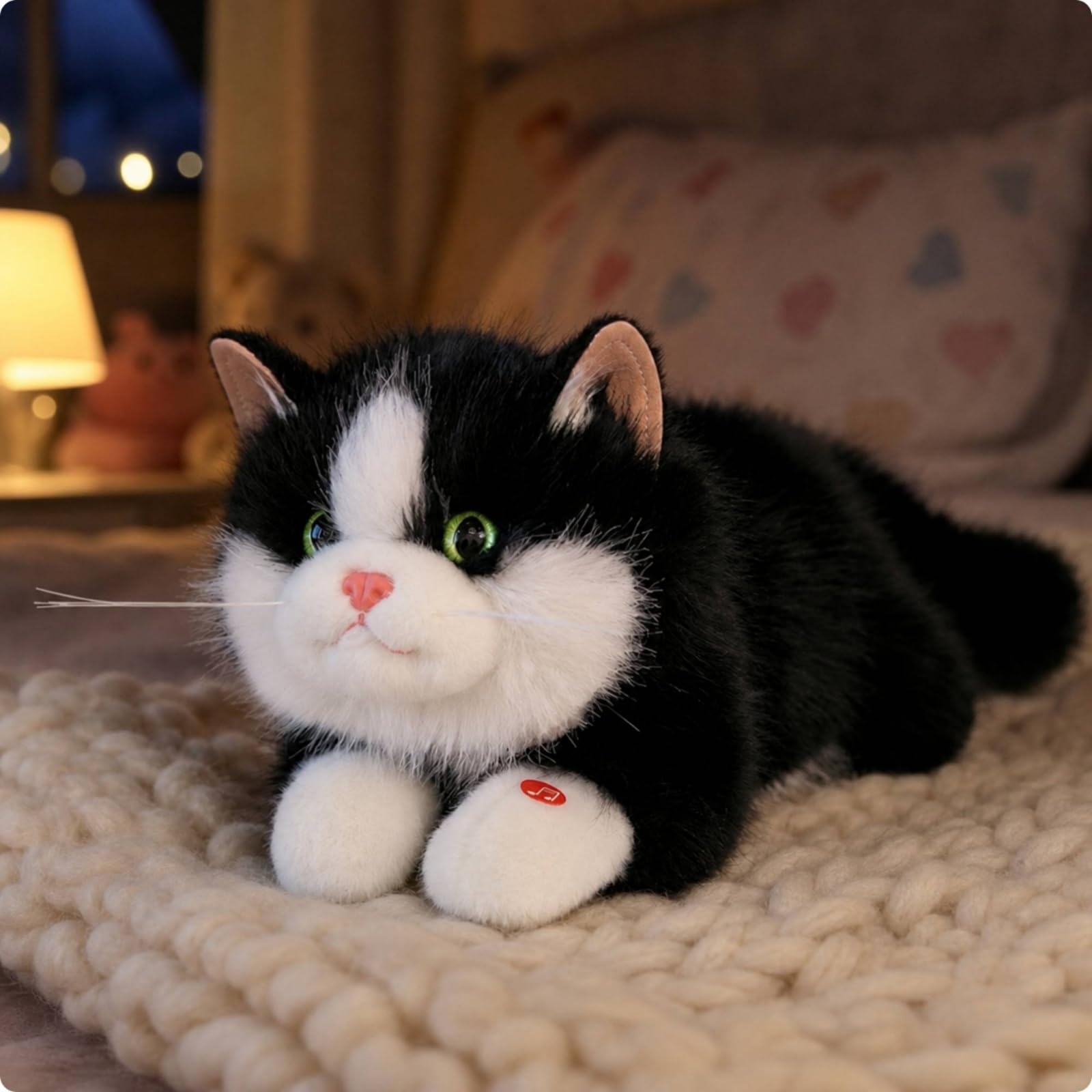 F Fityle Muñeco de Peluche con Sonido Gato de Peluche Juguete de Felpa Muñeca Suave Animal de Peluche con Sonido Activado por Presión y Tejido Mullido para, Color to 4, 58cm