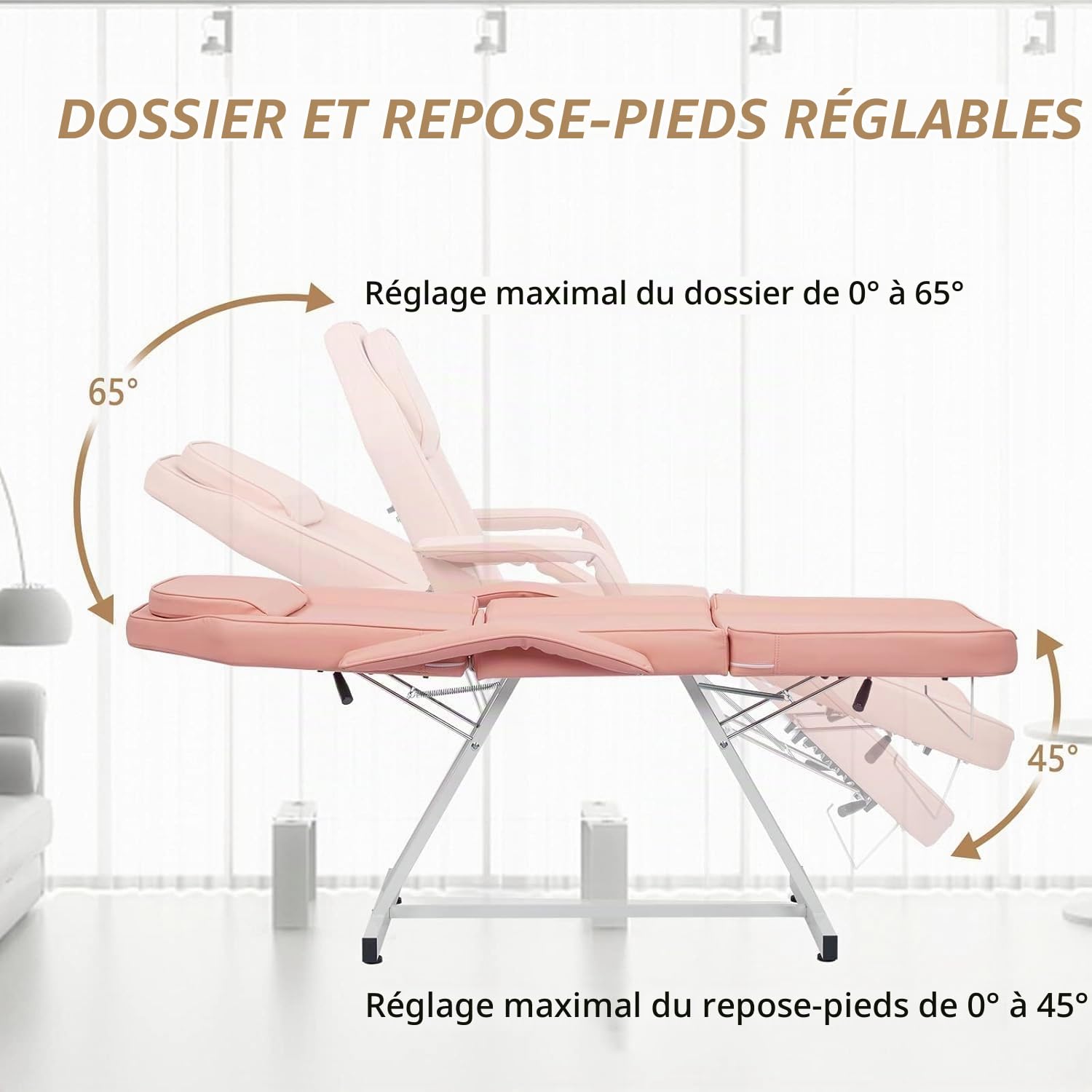Table de massage pliable pour tatouages et cosmétiques Rose | Équipement de beauté professionnel multifonction pour salon de spa