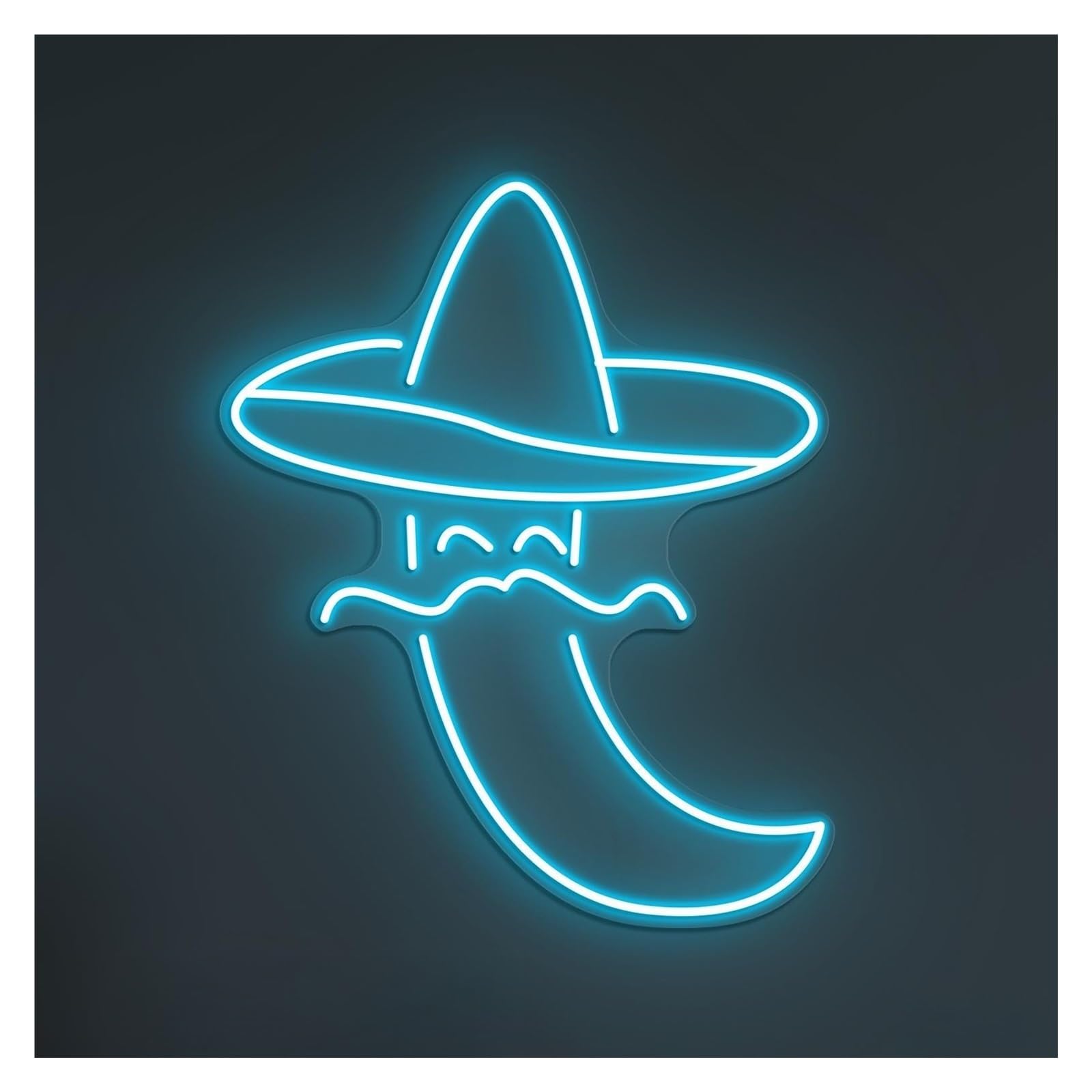 Hanging Art Neon Signs Cute Chili Neon Sign, Suitable For Restaurant Decor With Brightness Adjustable 38cm(Ice blue)