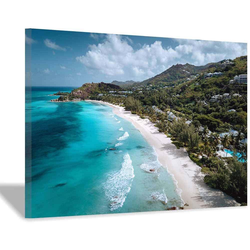 HOQIU Landscape wall art Paradises Tropical Beaches es Coasts canvas art, art print, house decor, bedroom wall decor above bed, prints for living room.(Multicolor)-30x40cm Framed