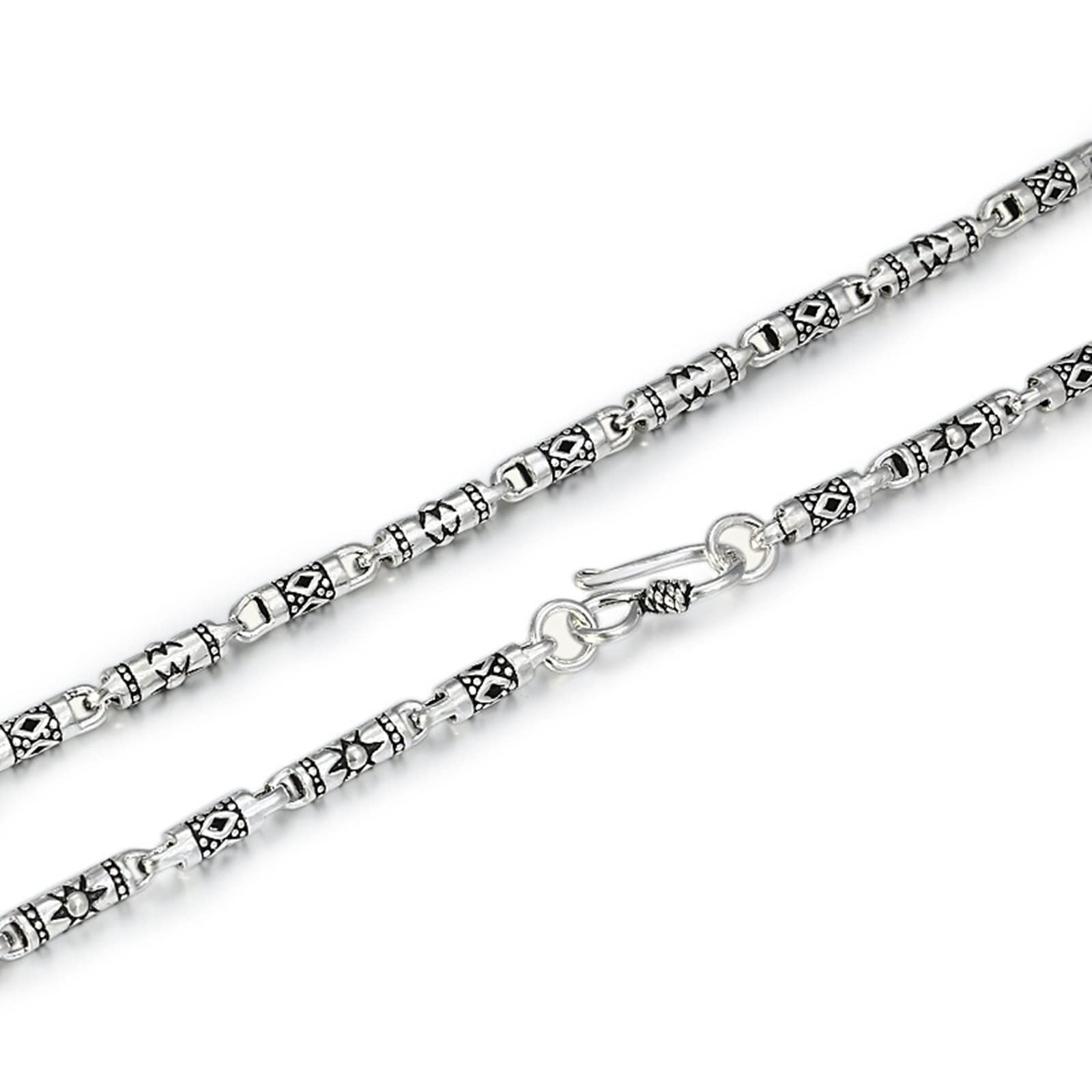 Naszyjnik męski ze srebra wysokiej próby 925, 4 mm, łańcuch ogniwowy z zapięciem na haczyk, 45-80 cm, bez zawieszki, srebrny łańcuszek przyjaźni,