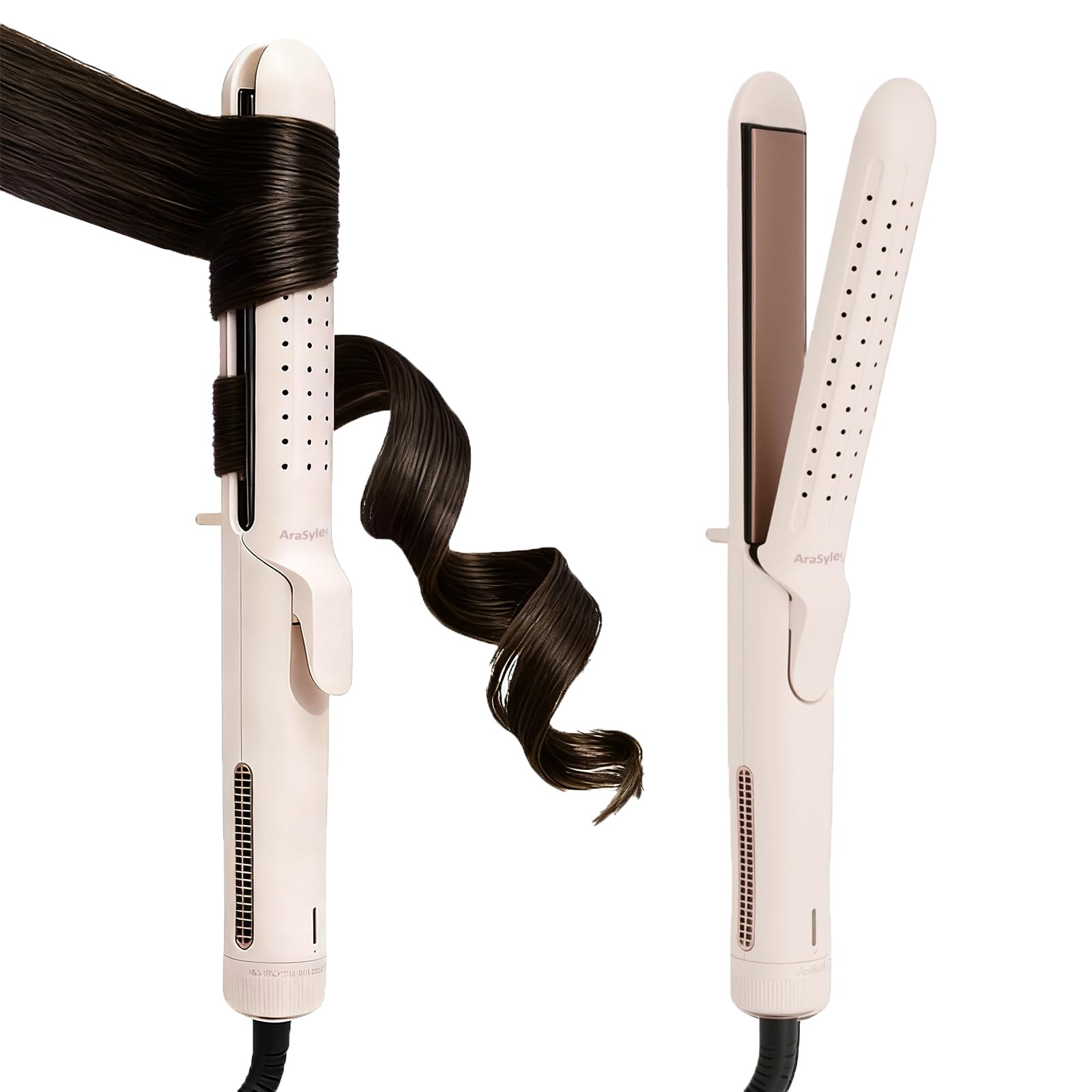 2-in-1 Hair Straightener and Curler, 1.25-inch Curling Iron, Pink