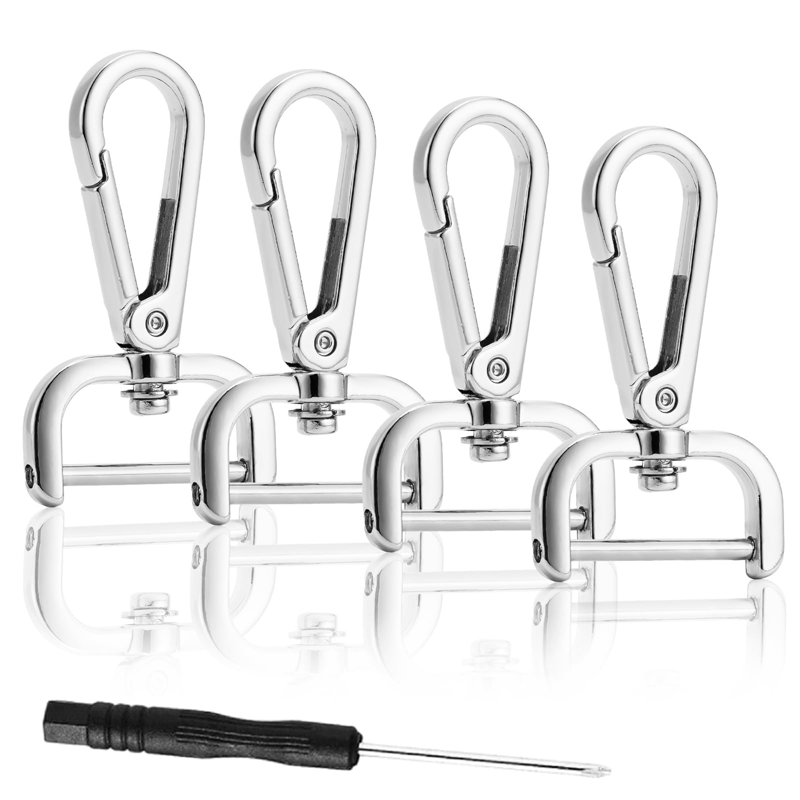 QIUTIMIY 4PCS Detachable Snap Hook Swivel Clasp with Screw Bar,Multiple Sizes Hardware Replacement for Bag Strap(Silver,2cm)