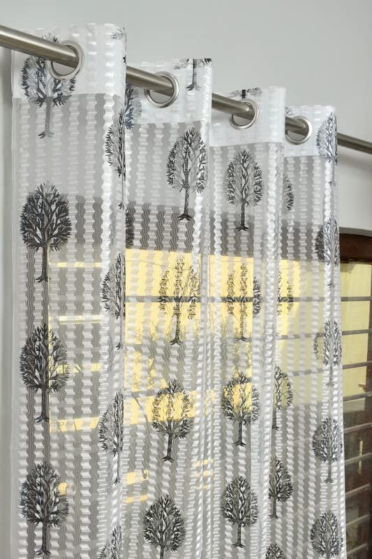 K 2 6 Creations- 1 Piece Polyester Fancy Sheer Zig-Zag Printed Net Curtain for Window (4 x 5 Feet Grey)-picture-32