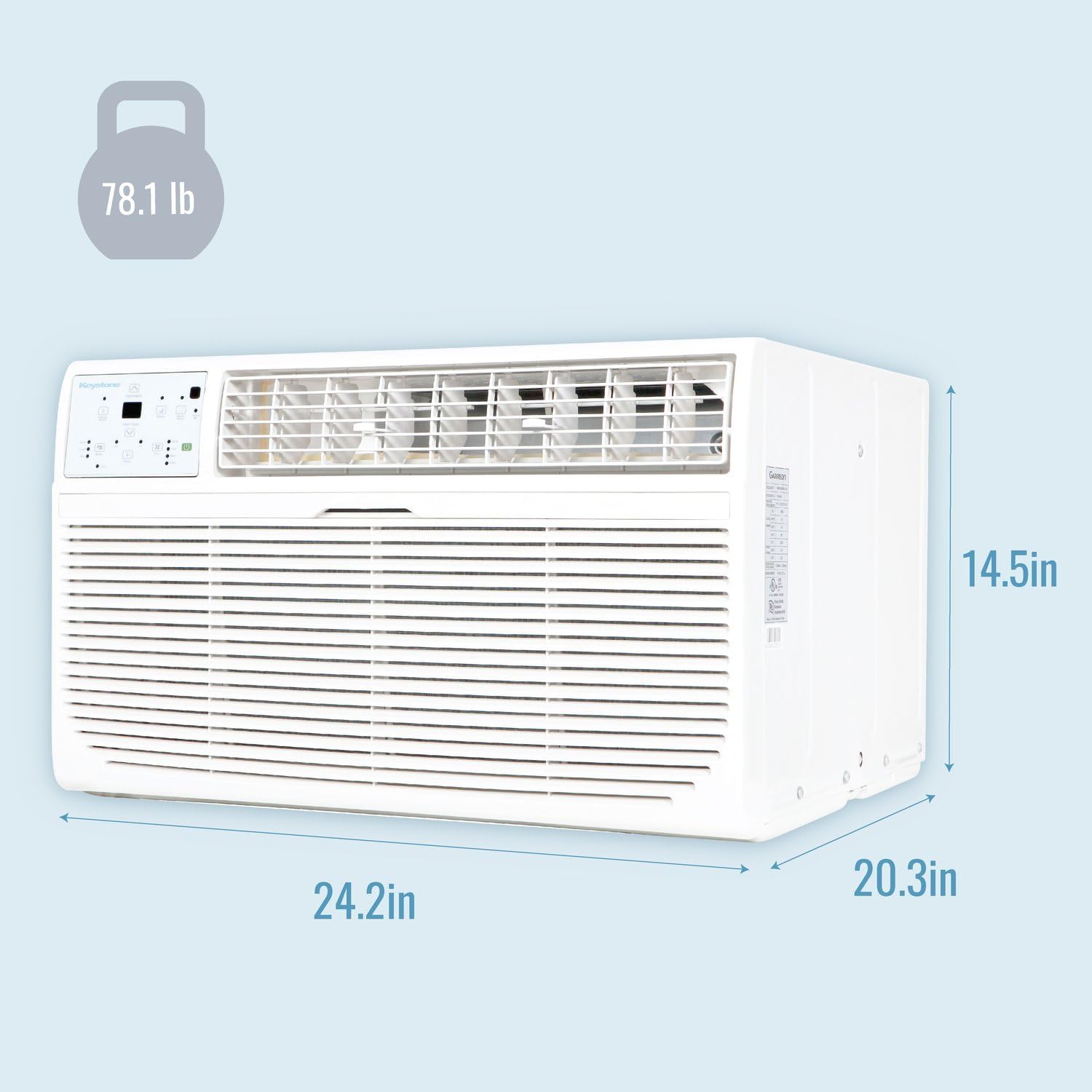 Keystone 12,000 BTU Wall Mounted AC Unit and Dehumidifier, 230V, Wall Unit for Bedroom, Bathroom, Nursery, and Medium Sized Rooms up to 550 Sq.Ft., AC Wall Unit with Remote, Quiet, High Efficiency AC