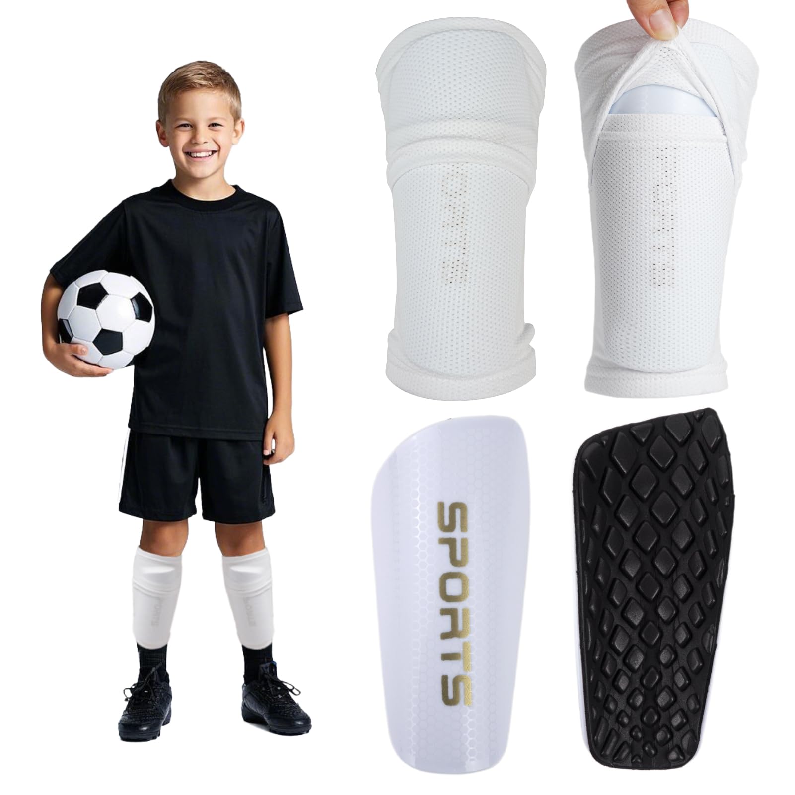 Shin Guards Soccer Kids 2025 Version High-Density Foam Soccer Shin Guard with Sleeves Shin Protective Pads for Kids Daily Practice School Competitions Outdoor Play