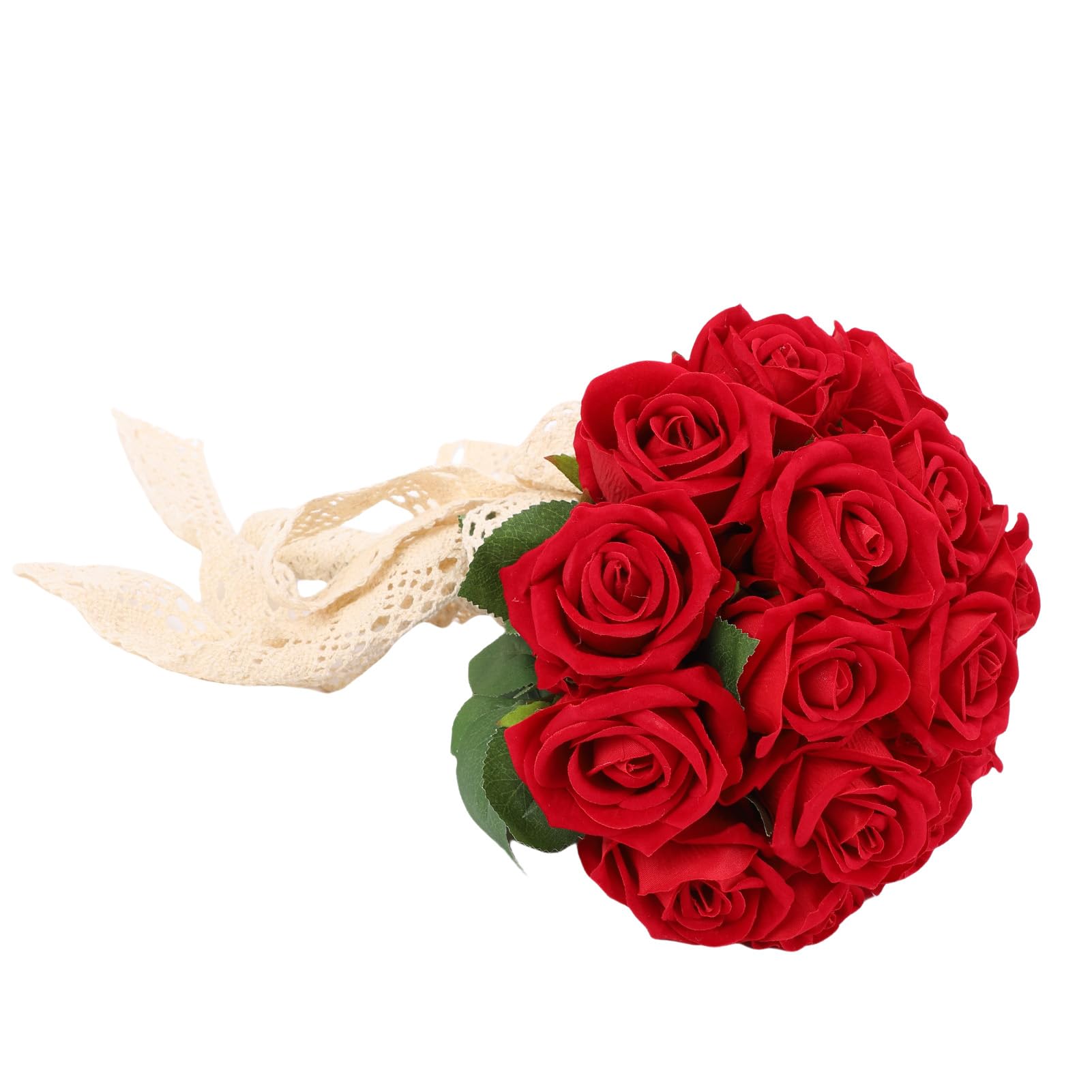 Bouquet da sposa artificiale Rose di seta realistiche a prova di sbiadimento (Rossa)