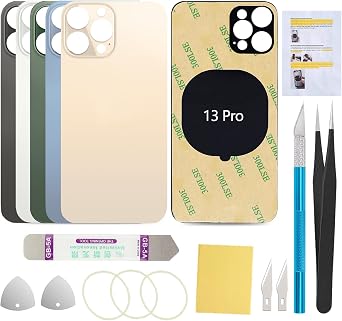 Rear Back Screen Glass Cover Replacement Compatible with iPhone 13 Pro 6.1-Inches All Carriers Gold
