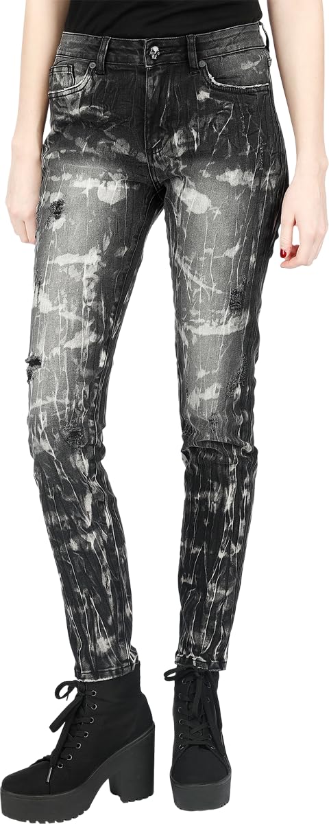 Rock Rebel by EMP Donna Jeans Grigi in Stile Destroyed