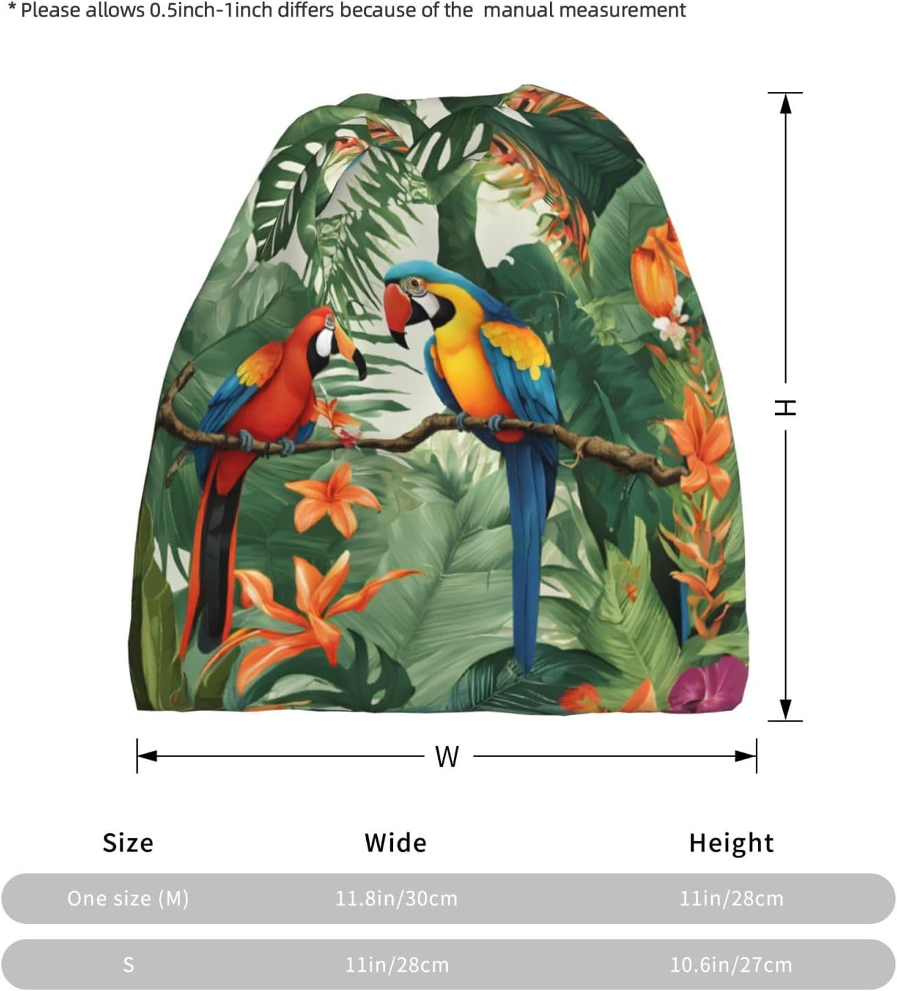 (Macaw and Toucan Perching of Rainforests) Multi-Functional Convertible Brimless Hat for Daily Outdoor Travel Use -