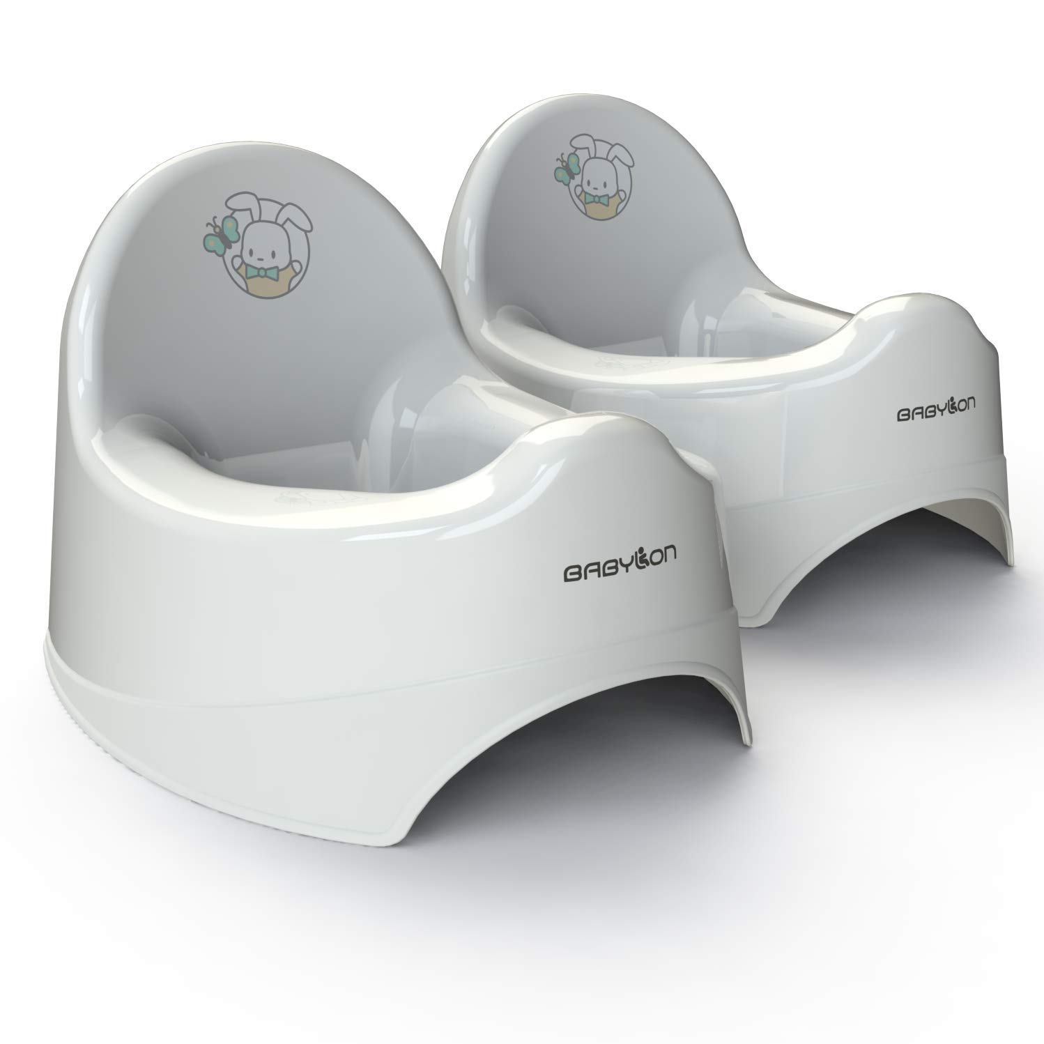BABYLON Töpfchen Nautilus - Antirutsch Toiletten - Kinder Klo - Nachttopf - WC Sitz Topf - Anatomisches Kindertöpfchen für Jungen und Mädchen - Baby Zubehör Weiß Set 2 Stück