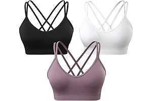Women's 3 Pack Cross Back Strappy Sports Bra for Workout and Yoga