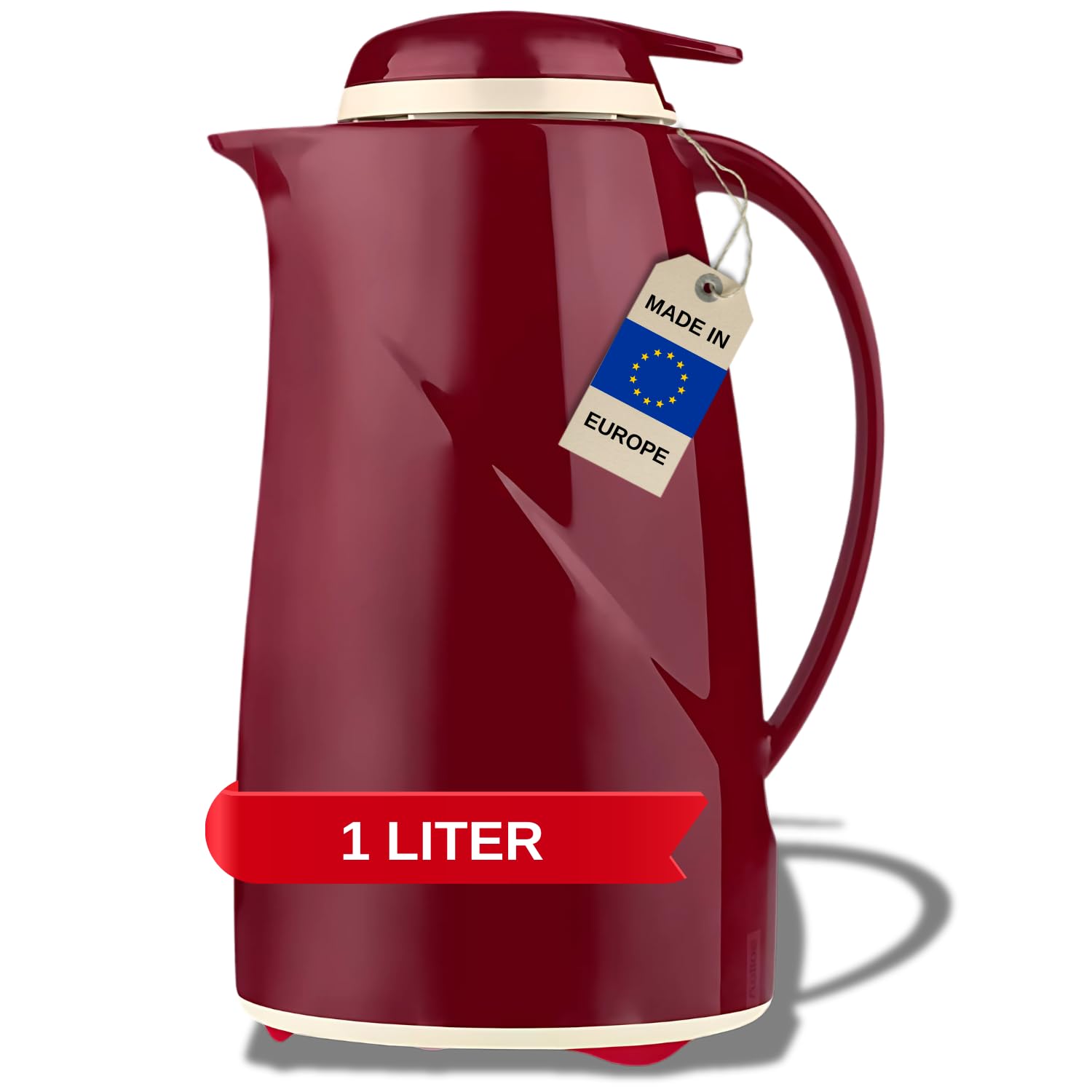Helios Wave Push 2934-046 Insulated Jug Plastic 1 Litre Red
