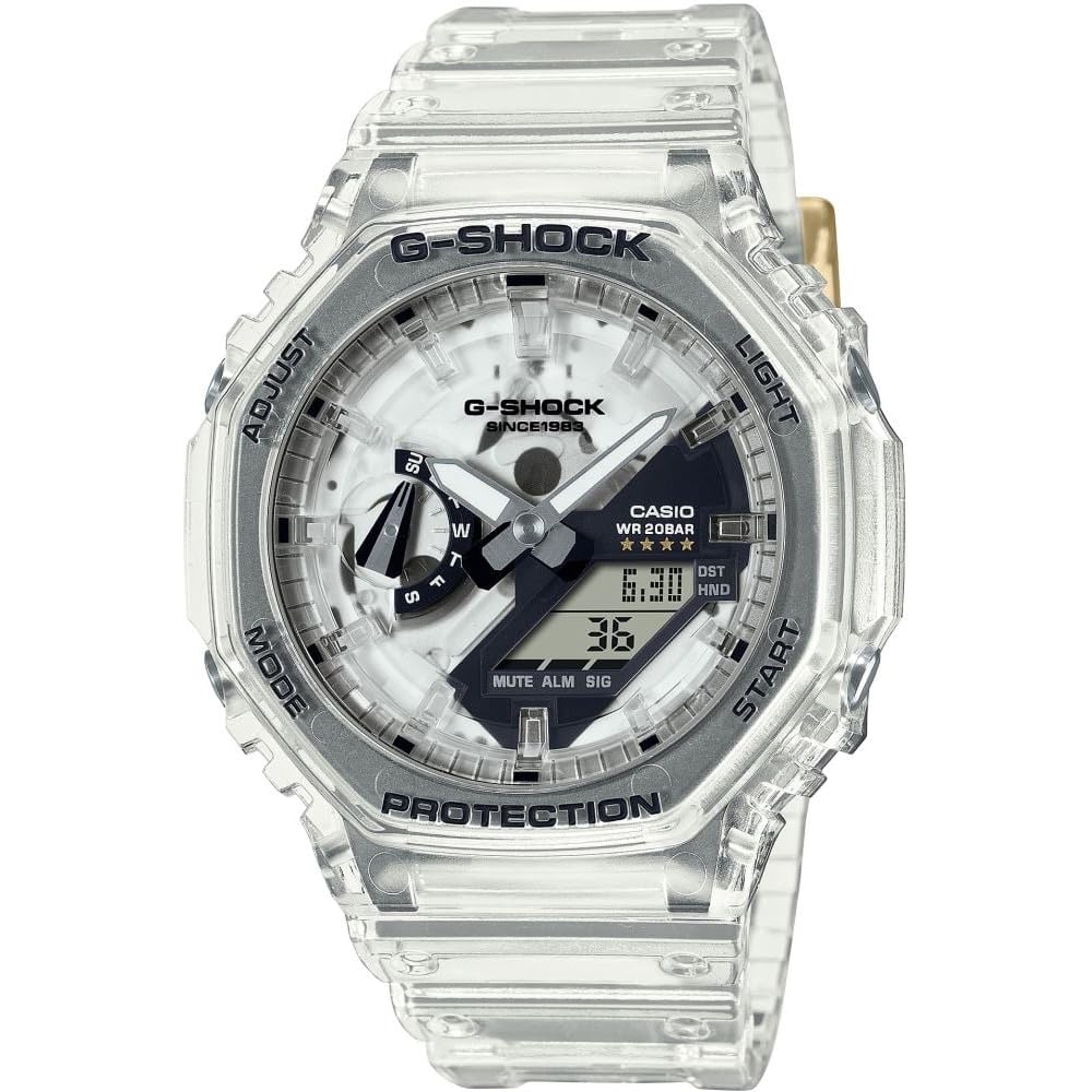 Unesix Watch- G-SHOCK 40th Anniversary CLEAR REMIX Digital Analog White Dial Resin Transparent Band GA-2140RX-7ADR