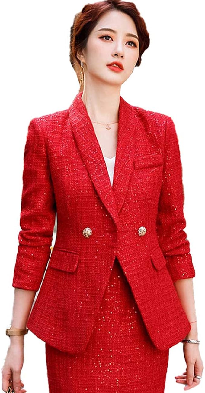 Amazon ストライプ スーツセット レデイース チェック 2点セット スーツ レディース ジャケット ャケット コート 英伦風 Lサイズ 千鳥格 長袖 春秋冬 Ol事務所 面接求職 制服スーツ ピンク 赤 黄 黒 ブルー S Xxxxxl 多型 コート ジャケット 通販