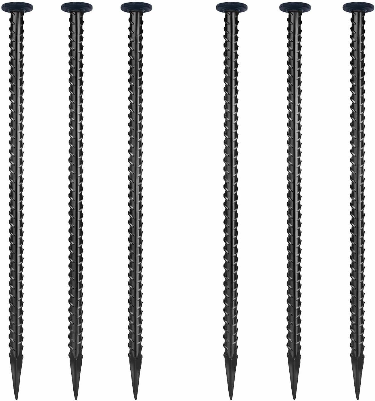 16 Inch Rebar Stakes,Ground Stake 1/2 Inch Diameter，Galvanized Steel Ground Anchors, Heavy Duty Metal Spikes，Asphalt Anchor,Used for Speed Bump Wheel Stop and Camping Tent(16 Pack ，Black)